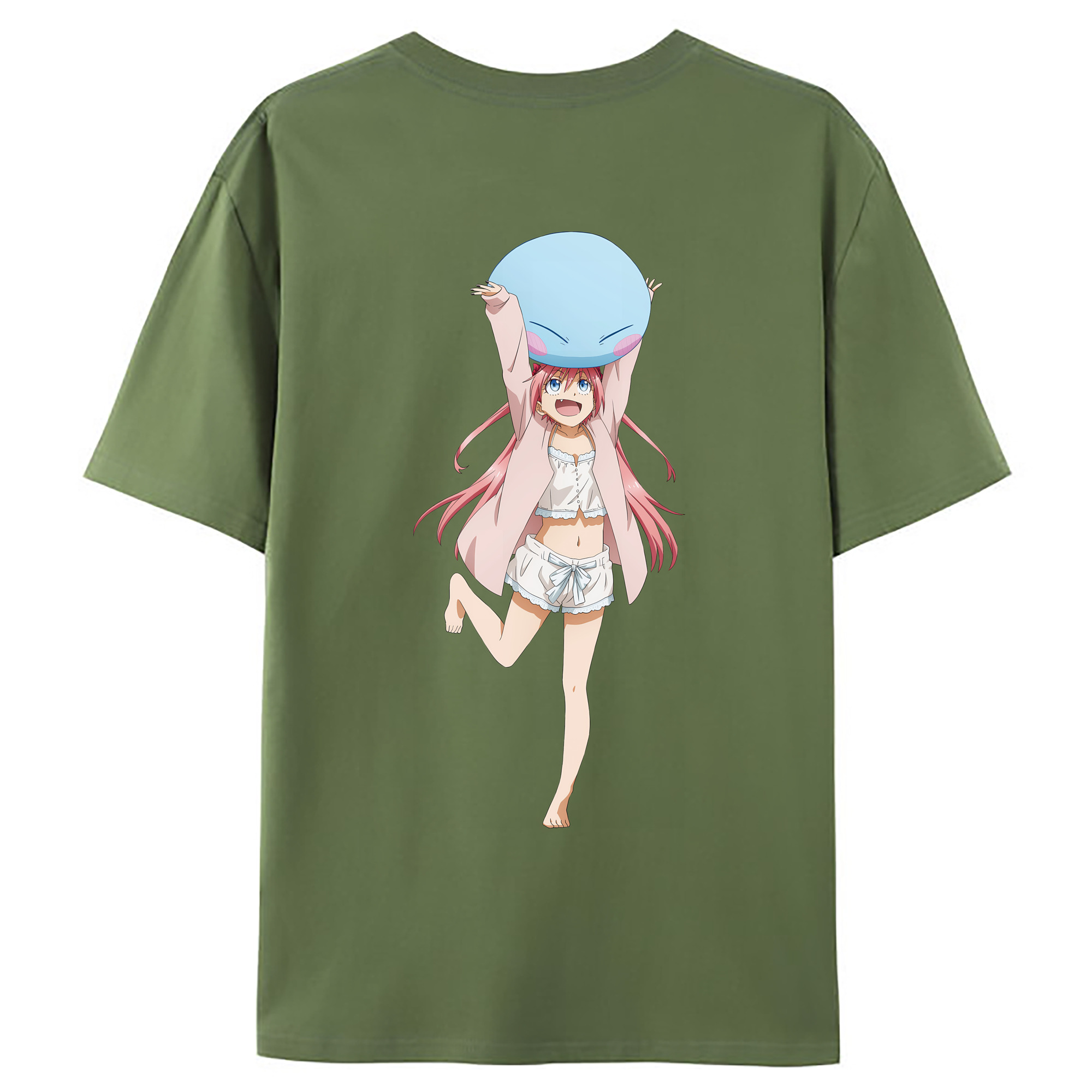 （画像用） 転スラ Regarding Reincarnated to Slime 綿100％ メンズ半袖Tシャツ（バックプリント） 通気性